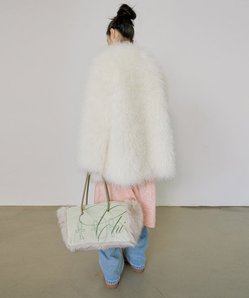FAUX FUR MIDDLE JACKET - 4 COLORS WHITE