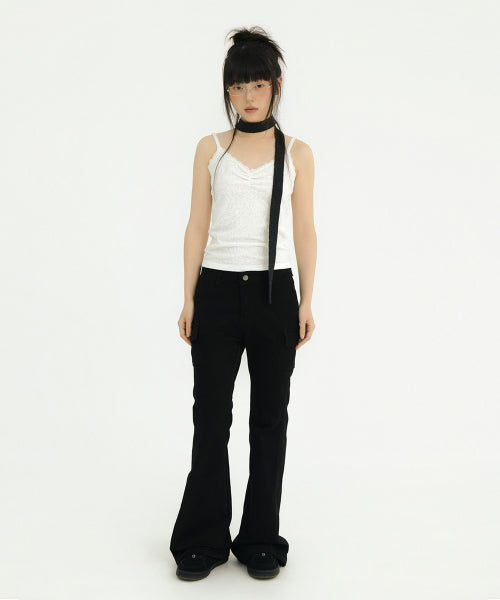 FLOWER EMBOSSED SLEEVELESS MINT - 4 COLORS IVORY