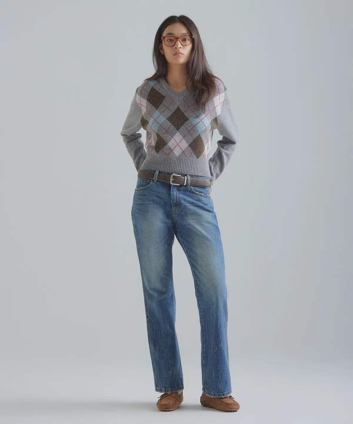 V-NECK WOOL-BLEND KNIT SWEATER #SULLYOON同款!