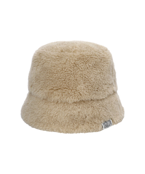 CLASSIC LOGO FUR BUCKET HAT - 2 COLORS BEIGE
