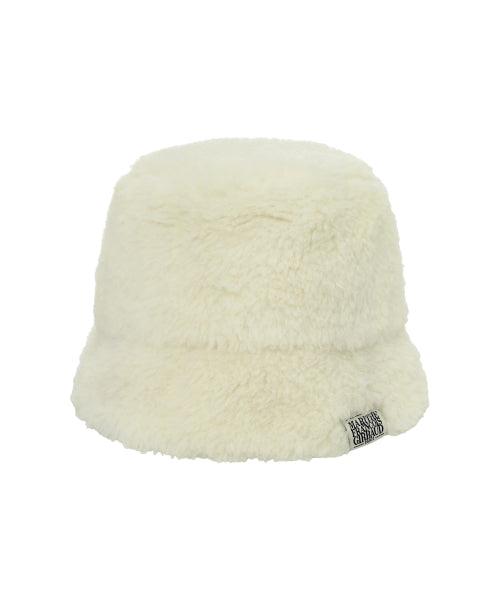 CLASSIC LOGO FUR BUCKET HAT - 2 COLORS IVORY