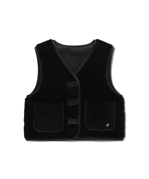 W FAUX LEATHER MUSTANG CROP VEST - 2 COLORS BLACK