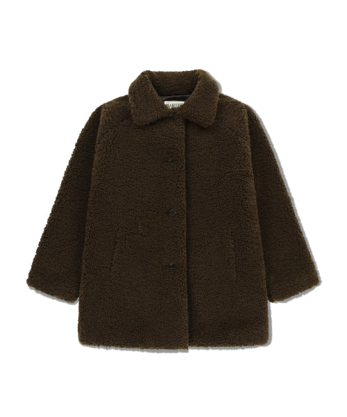 W MID SHEARLING FUR COAT - 3 COLORS DARK BROWN