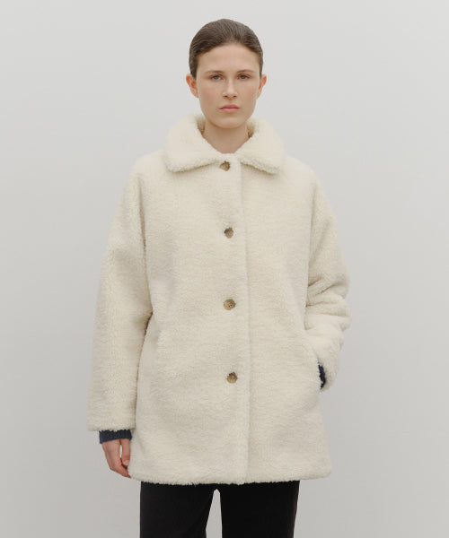 W MID SHEARLING FUR COAT - 3 COLORS IVORY