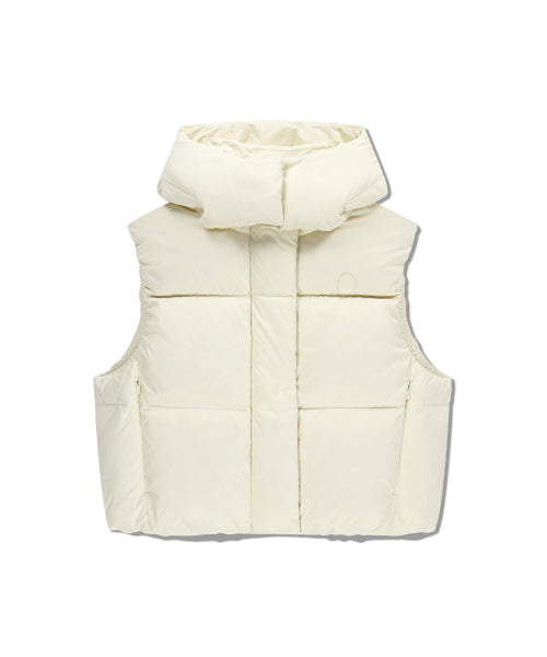 W CIRCLE LOGO CROP HOODED DOWN VEST - 3 COLORS IVORY