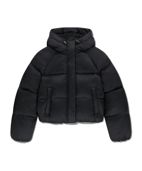 W REGULAR LOGO HOODED CROP DOWN JACKET - 3 COLORS BLACK