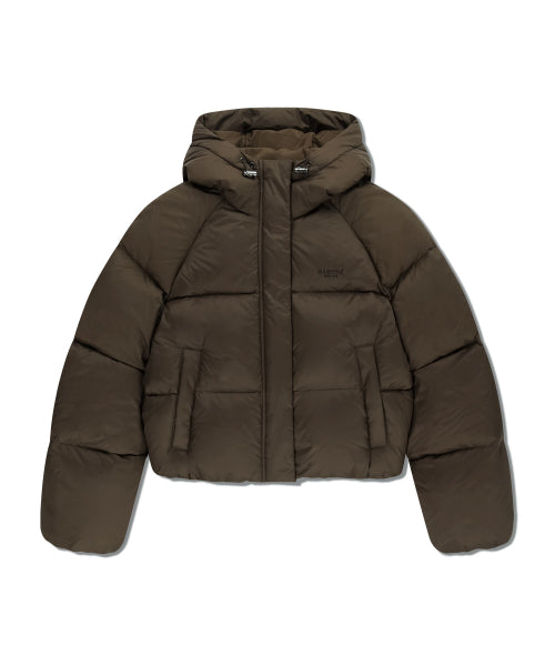 W REGULAR LOGO HOODED CROP DOWN JACKET - 3 COLORS BROWN