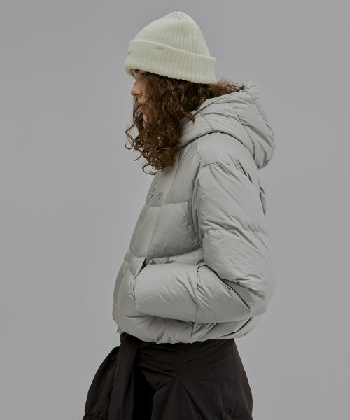 WOMEN FLYING HOODED SHORT DOWN SILVER