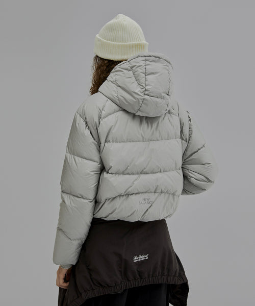 WOMEN FLYING HOODED SHORT DOWN SILVER
