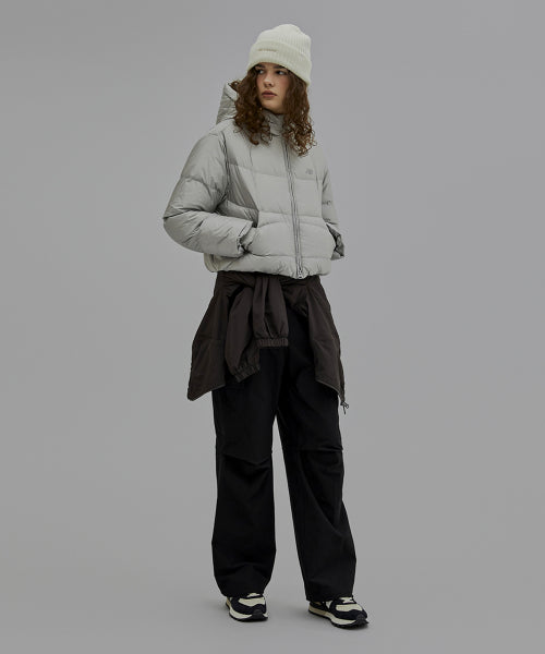 WOMEN FLYING HOODED SHORT DOWN SILVER