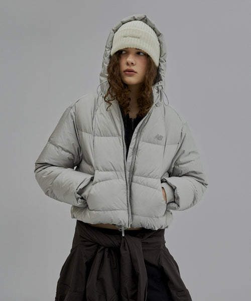 WOMEN FLYING HOODED SHORT DOWN SILVER