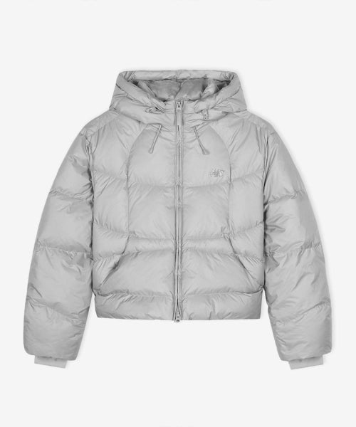 WOMEN FLYING HOODED SHORT DOWN SILVER