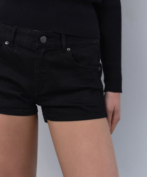 WOMENS MICRO DENIM SHORTS #韓韶禧同款! - 3 COLORS BLACK
