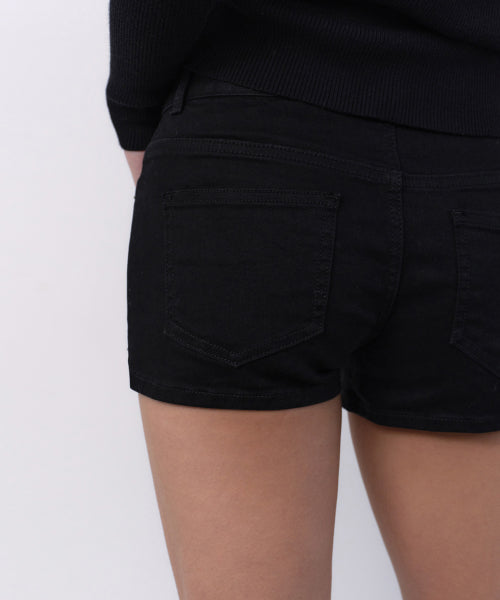 WOMENS MICRO DENIM SHORTS #韓韶禧同款! - 3 COLORS BLACK