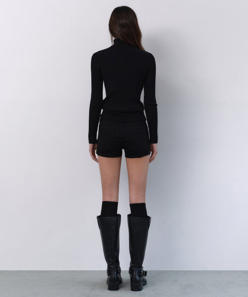 WOMENS MICRO DENIM SHORTS #韓韶禧同款! - 3 COLORS BLACK