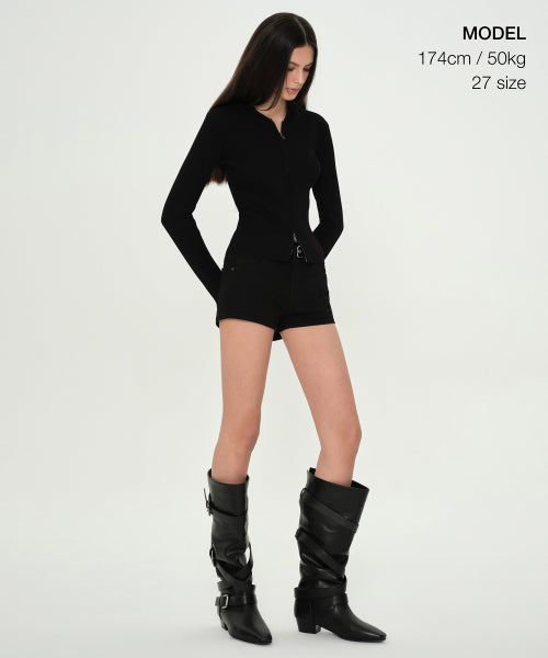 WOMENS MICRO DENIM SHORTS #韓韶禧同款! - 3 COLORS BLACK