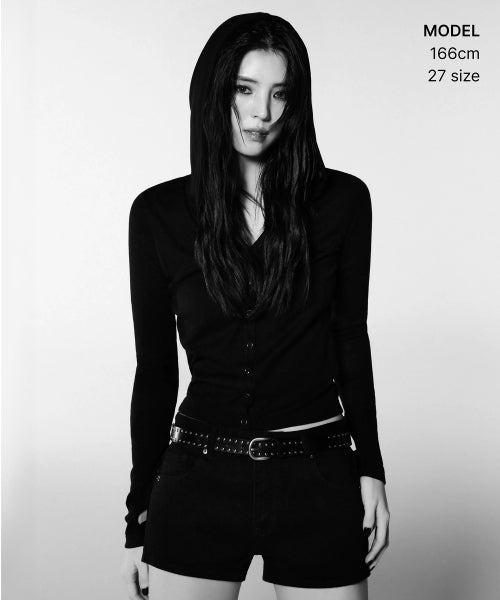 WOMENS MICRO DENIM SHORTS #韓韶禧同款! - 3 COLORS BLACK