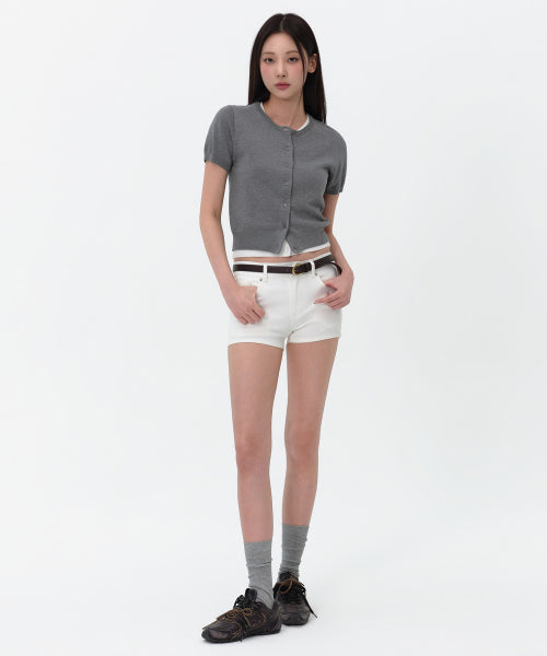 WOMENS MICRO DENIM SHORTS #韓韶禧同款! - 3 COLORS WHITE