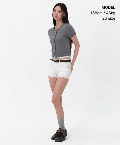 WOMENS MICRO DENIM SHORTS #韓韶禧同款! - 3 COLORS WHITE
