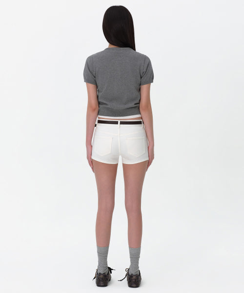WOMENS MICRO DENIM SHORTS #韓韶禧同款! - 3 COLORS WHITE