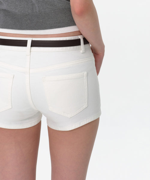 WOMENS MICRO DENIM SHORTS #韓韶禧同款! - 3 COLORS WHITE