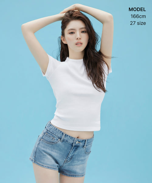 WOMENS MICRO DENIM SHORTS #韓韶禧同款! - 3 COLORS INDIGO