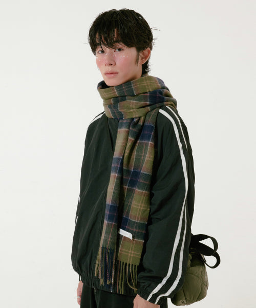 SOFT WOOL CHECK MUFFLER - 17 COLORS BLACK