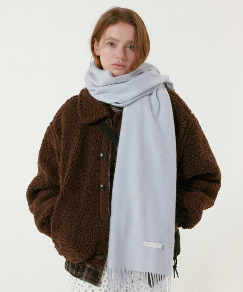 SOFT WOOL CHECK MUFFLER - 17 COLORS BLACK
