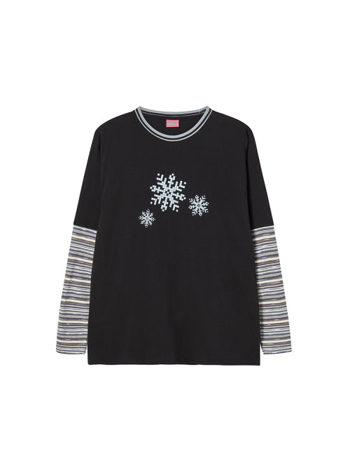 KNITTED LAYERED L/S BLACK - 2 COLORS