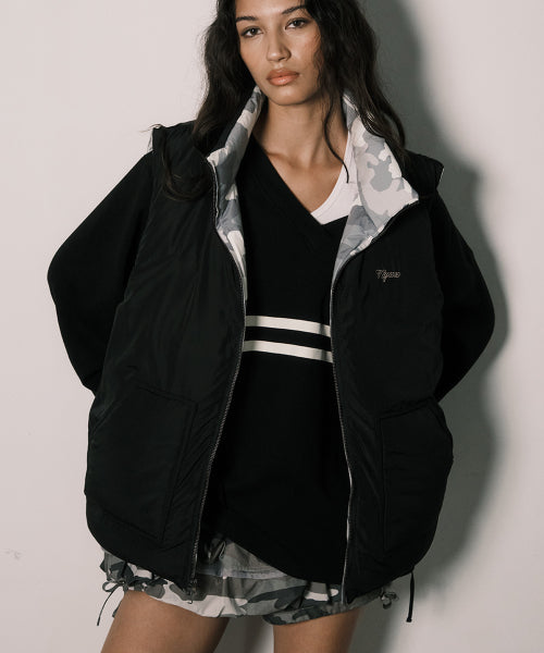 REVERSIBLE DOWN VEST BLACK - 2 COLORS
