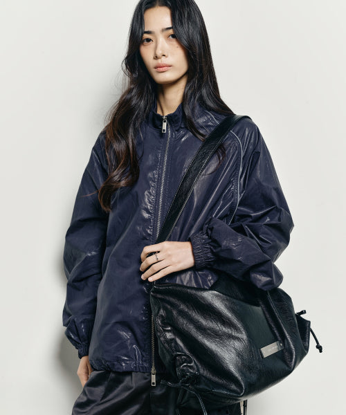 CRYSTAL SHIRRING SQUARE SHOULDER BAG #徐睿知同款! - 2 COLORS BLACK