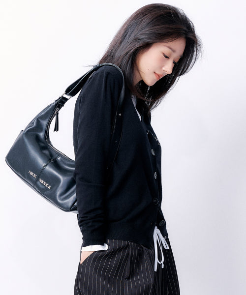 LOGO POCKET HALF SHOULDER BAG #徐睿知同款! - 2 COLORS BLACK