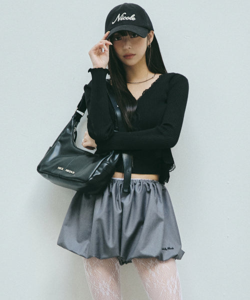 LOGO POCKET HALF SHOULDER BAG #徐睿知同款! - 2 COLORS BLACK