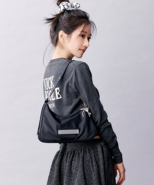 CRYSTAL NYLON AROUND MINI BAG #徐睿知同款! BLACK
