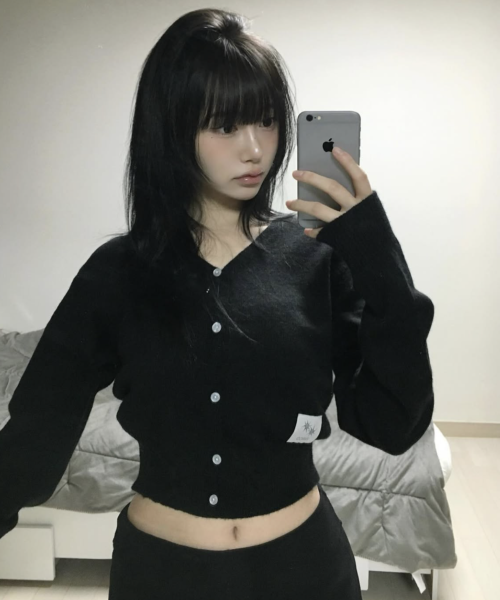 V-NECK KNIT CARDIGAN - 2 COLORS BLACK