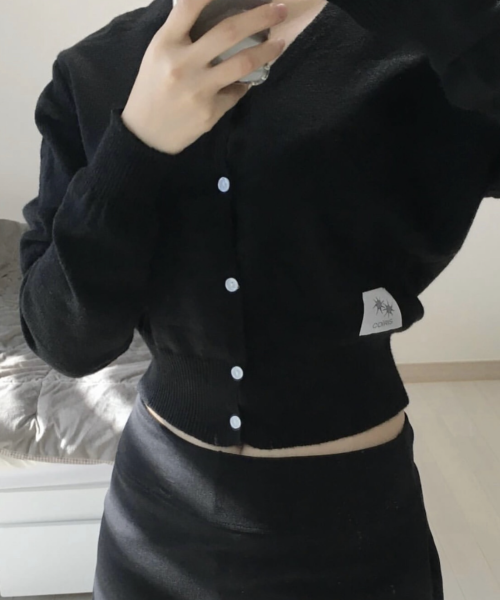 V-NECK KNIT CARDIGAN - 2 COLORS BLACK