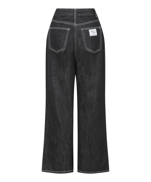 TEE WHITE TEE WIDE PANTS BLACK
