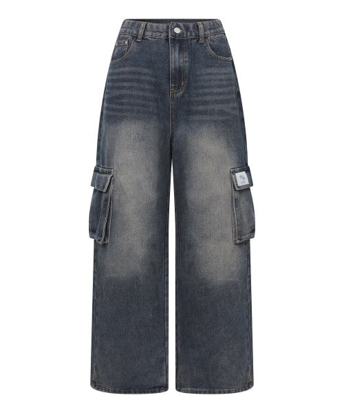 CARGO WIDE PANTS BLUE