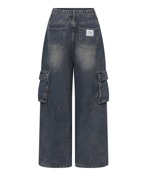 CARGO WIDE PANTS BLUE