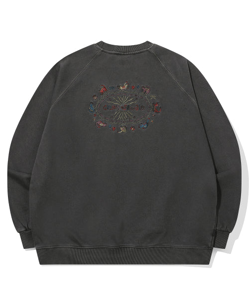 CAT STITCH RAGLAN PIGMENT SWEATSHIRT - 2 COLORS SMOKE BLACK