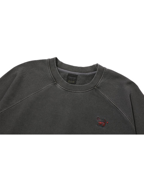 CAT STITCH RAGLAN PIGMENT SWEATSHIRT - 2 COLORS SMOKE BLACK