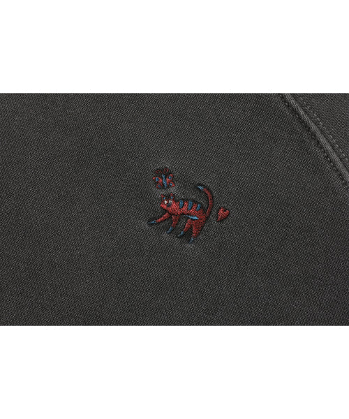 CAT STITCH RAGLAN PIGMENT SWEATSHIRT - 2 COLORS SMOKE BLACK