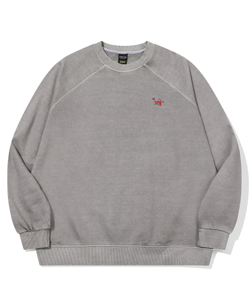 CAT STITCH RAGLAN PIGMENT SWEATSHIRT - 2 COLORS GHOST GREY