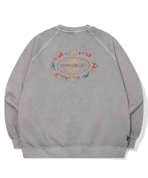 CAT STITCH RAGLAN PIGMENT SWEATSHIRT - 2 COLORS GHOST GREY