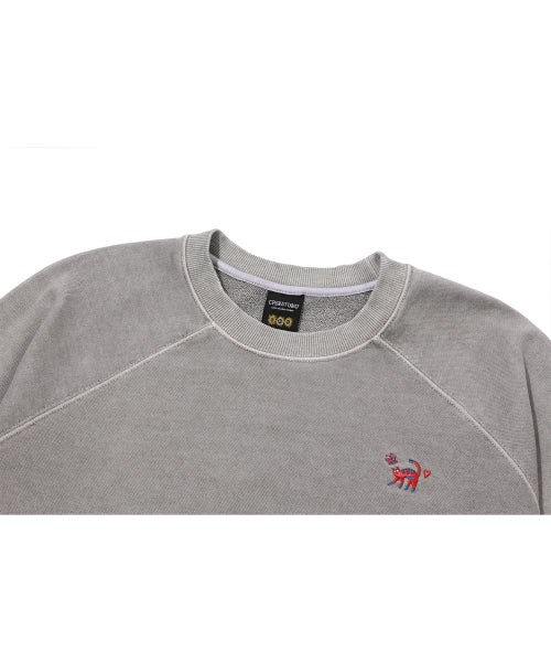 CAT STITCH RAGLAN PIGMENT SWEATSHIRT - 2 COLORS GHOST GREY