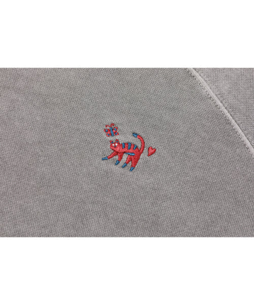 CAT STITCH RAGLAN PIGMENT SWEATSHIRT - 2 COLORS GHOST GREY