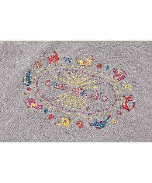 CAT STITCH RAGLAN PIGMENT SWEATSHIRT - 2 COLORS GHOST GREY