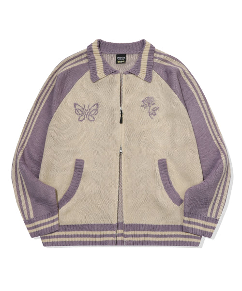 2-WAY CHERRY KNIT ZIP-UP - 2 COLORS PURPLE