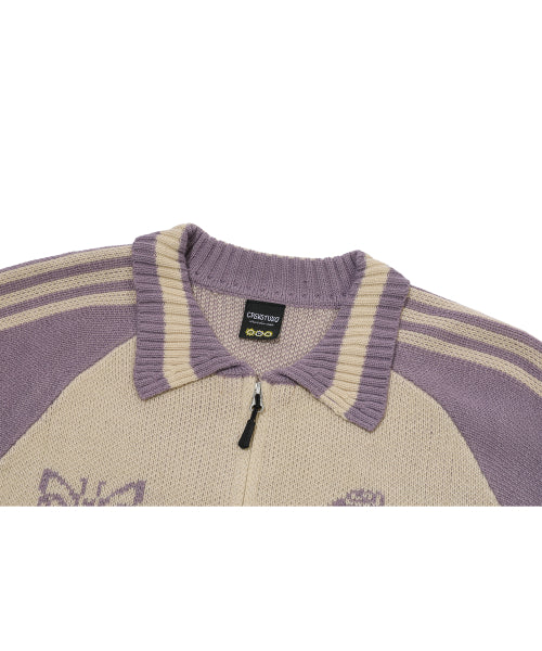 2-WAY CHERRY KNIT ZIP-UP - 2 COLORS PURPLE