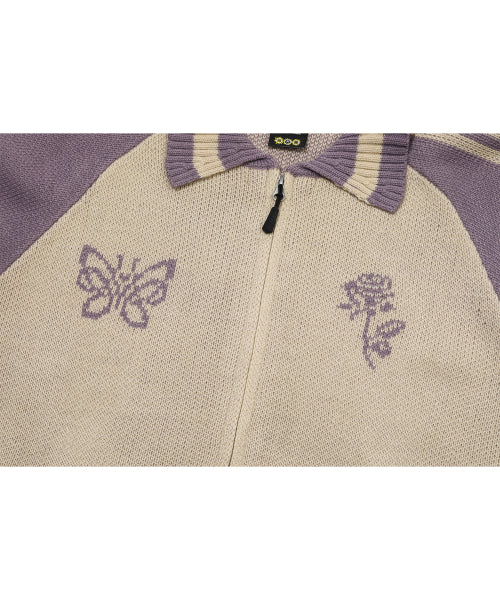 2-WAY CHERRY KNIT ZIP-UP - 2 COLORS PURPLE